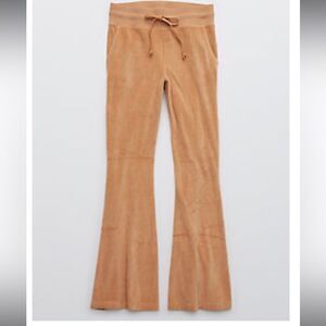 🚨4/$25 Aerie Velour High Waisted Brown Flare Pant Size Small